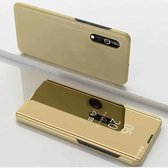 Voor Samsung Galaxy A01 vergulde spiegel horizontale flip lederen tas met houder (goud)