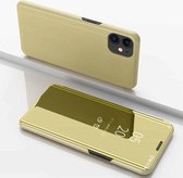 Voor iPhone 12 Pro 6.1 inch vergulde spiegel horizontale flip lederen tas met houder (goud)