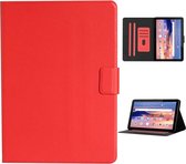 Voor Huawei MediaPad T5 effen kleur horizontale flip lederen tas met kaartsleuven en houder (rood)