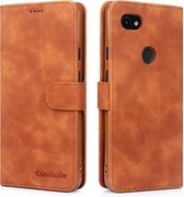 Voor Google Pixel 3a XL Diaobaolee Pure Verse Textuur Horizontale Flip Leren Case, met Houder & Kaartsleuf & Portemonnee & Fotolijst (Geel)