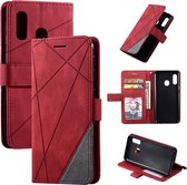 Voor Samsung Galaxy A20e Skin Feel Splicing Horizontale flip lederen tas met houder & kaartsleuven & portemonnee & fotolijst (rood)