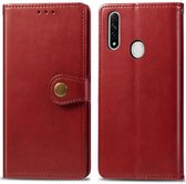 Voor OPPO A8 Effen kleur lederen gesp telefoonhoes met lanyard & fotolijst & kaartsleuf & portemonnee & standaardfunctie (rood)