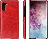 Fierre Shann Retro Oil Wax Texture PU lederen tas met kaartsleuven voor Galaxy Note 10 (rood)