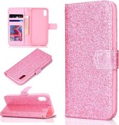 Voor iPhone XS Glitter Poeder Horizontaal Flip Leren Case met Kaartsleuven & Houder & Fotolijst & Portemonnee (Roze)