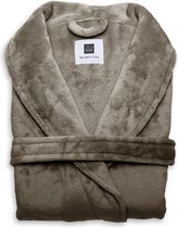 Heerlijk Zachte Unisex Fleece Badjas Lang Model Taupe | L | Comfortabel En Luxe | Met Ceintuur, Zakken En Kraag