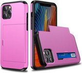 iPhone 12 Pro Back Cover Hoesje - Pasjeshouder - Shockproof - TPU - Hardcase - Apple iPhone 12 Pro - Roze