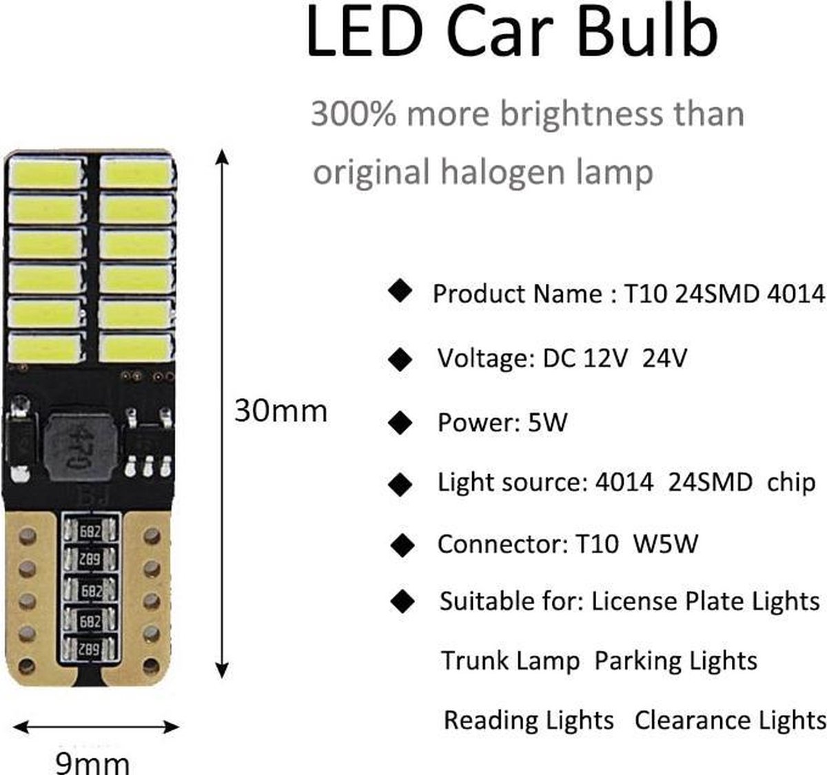 T10 Ampoule de LED Canbus voiture 5W5 W5W 12V signal lumineux à LED 6000K  Auto du