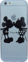Apple Iphone 6s softcase silicone cover met zwart Mickey & Minnie Mouse Disney motief, motief , merk i12Cover