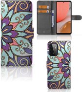 Mobiel Bookcase Geschikt voor Samsung Galaxy A72 Smartphone Hoesje Purple Flower