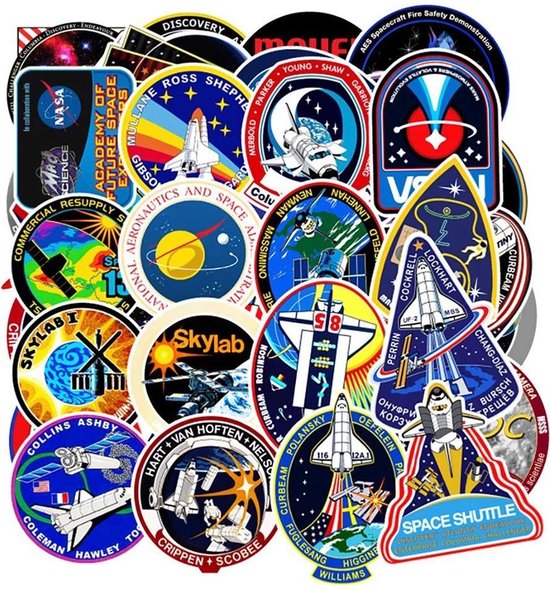 45 stickers NASA Patches - 6-8 cm - Ruimte - Ruimtemissies - Space Shuttle  - Astronaut... | bol.com