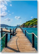 Houten Brug in Thailand - A1 Poster Staand - 59x84cm - Landschap - Natuur