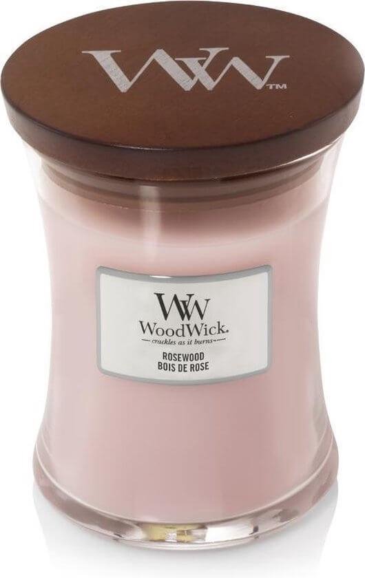 Woodwick Hourglass Medium Geurkaars - Rosewood