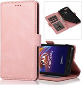 Voor Motorola Moto E6 Spelen Retro Magnetische Sluiting Horizontale Flip Leren Case met Houder & Kaartsleuven & Fotolijst & Portemonnee (Rose Goud)