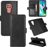 Voor Motorola Moto G9 / G9 Play Dual-side magnetische gesp Horizontale flip lederen tas met houder & kaartsleuven en portemonnee (zwart)