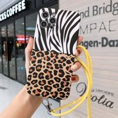 Dierlijke textuur IMD schokbestendige TPU beschermhoes met lanyard voor iPhone 12 Pro Max (Zebra + Leopard)