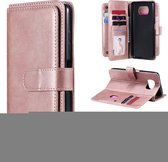 Voor Geschikt voor Xiaomi Poco X3 NFC Multifunctionele Magnetische Koperen Gesp Horizontale Flip Leren Case met Beugel & 10 Kaartsleuven & Portemonnee & Fotolijst (Rose Goud)