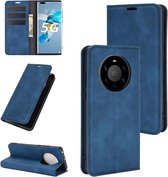 Voor Huawei Mate 40 Pro + Retro-skin Business magnetische zuignap lederen hoes met houder & kaartsleuven & portemonnee (donkerblauw)