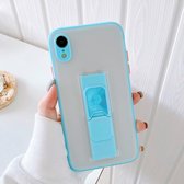 Doorschijnend Frosted TPU + PC magnetische beschermhoes met felle kleur onzichtbare beugel voor iPhone XR (hemelsblauw)