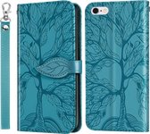 Life of Tree Embossing Pattern Horizontale Flip Leren Case met Houder & Kaartsleuf & Portemonnee & Fotolijst & Lanyard Voor iPhone 6 & 6s (Lake Blue)