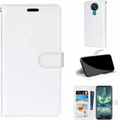 Voor Nokia 7.2 Pure Kleur Horizontale Flip PU lederen tas met houder & kaartsleuven & portemonnee & fotolijst (wit)