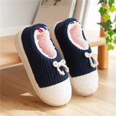 Herfst en winter warme opsluitingsschoenen Zwangere vrouwen Postpartum Home katoenen pantoffels, maat: 39-40 (marineblauw)