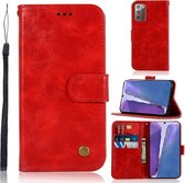 Voor Samsung Galaxy Note 20 Koperen Gesp Retro Crazy Horse Textuur Horizontale Flip Leren Case met Houder & Kaartsleuven & Portemonnee (Rood)