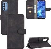 Voor OPPO Reno4 4G Effen Kleur Huidgevoel Magnetische Gesp Horizontale Flip Kalf Textuur PU Lederen Case met Houder & Kaartsleuven & Portemonnee (Zwart)