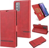 Voor Samsung Galaxy Note 20 Business Style Line Splicing Horizontale Flip TPU + PU lederen tas met kaartsleuven & houder & portemonnee (rood)