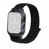 Nylon vervangende polsband horlogeband voor Apple Watch Series 6 & SE & 5 & 4 44 mm / 3 & 2 & 1 42 mm (donker zwart)