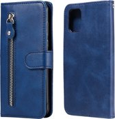 Voor Samsung Galaxy S20 FE Mode Kalfsstructuur Rits Horizontale Flip Leren Case met Standaard & Kaartsleuven & Portemonnee Functie (Blauw)