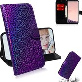 Voor Galaxy S8 effen kleur kleurrijke magnetische gesp horizontale flip PU lederen tas met houder & kaartsleuven & portemonnee & lanyard (paars)