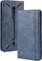 Magnetische gesp Retro Crazy Horse Texture Horizontale flip lederen tas voor ZTE nubia Red Magic 3, met houder & kaartsleuven en fotolijst (blauw)