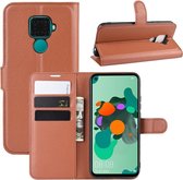 Litchi Texture Horizontale Flip Leren Case voor Huawei Mate 30 Lite / Nova 5i Pro, met Portemonnee & Houder & Kaartsleuven (Bruin)