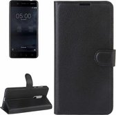 Voor Nokia 5 Litchi Texture Horizontale Flip Leren Case met Houder & Kaartsleuven & Portemonnee (Zwart)