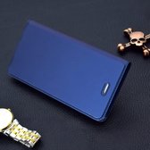 Ultradunne geperste magnetische TPU + PU lederen hoes voor iPhone 6 Plus & 6s Plus, met kaartsleuf en houder (blauw)