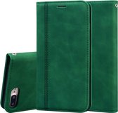 Voor iPhone 8 Plus & 7 Plus Frosted Business Magnetische Horizontale Flip PU lederen tas met houder & kaartsleuf & lanyard (groen)