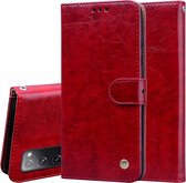 Voor Samsung Galaxy S20 FE zakelijke stijl olie-wax textuur horizontale flip lederen tas, met houder en kaartsleuven en portemonnee (rood)