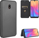 Voor Geschikt voor Xiaomi Redmi 8A Carbon Fiber Texture Magnetische Horizontale Flip TPU + PC + PU Leather Case met Card Slot (Black)