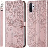 Voor Samsung Galaxy Note10 + Life of Tree Embossing Pattern Horizontale Flip Leather Case met houder & kaartsleuf & portemonnee & fotolijst & Lanyard (Rose Gold)