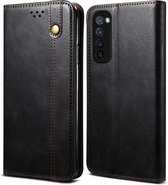 Voor Samsung Galaxy A72 5G Simple Wax Crazy Horse Texture Horizontale Flip lederen tas met kaartsleuven en portemonnee (zwart)