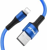 ENKAY ENK-CB202 Nylon weven USB naar 8-pins oplaadkabel voor gegevensoverdracht (blauw)