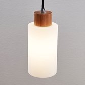 Lindby - Hanglamp - 1licht - eikenhout, glas, staal - H: 17 cm - E27 - licht eiken, opaalwit