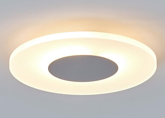 Lindby - LED plafondlamp - 1licht - acryl, metaal - H: 4.9 cm - gesatineerd wit, chroom - Inclusief lichtbron