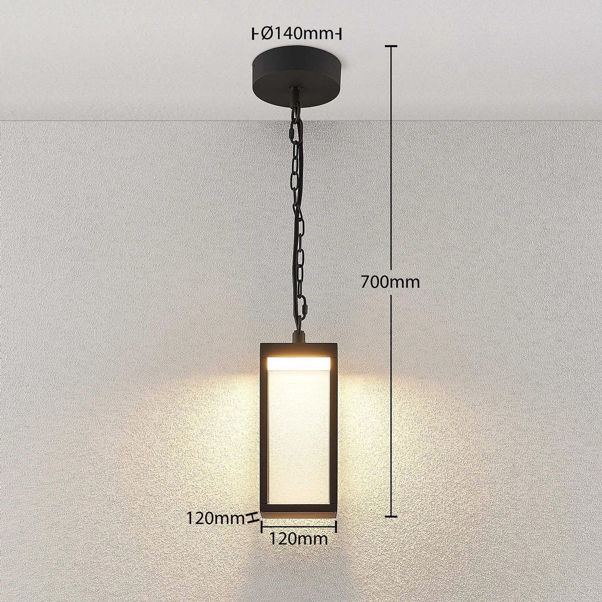Lucande - Hanglampen buiten - 1licht - aluminium, glas - H: 26 cm - grafietgrijs, helder - Inclusief lichtbron