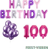 100 jaar Verjaardag Versiering Ballon Pakket Pastel & Roze