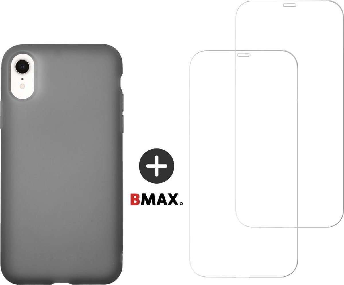 BMAX Telefoonhoesje geschikt voor iPhone 11 Pro - Latex softcase hoesje zwart - Met 2 screenprotectors