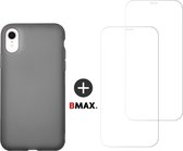 BMAX Telefoonhoesje voor iPhone 11 Pro - Latex softcase hoesje zwart - Met 2 screenprotectors