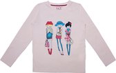 La V  geprinte meisjes T-shirt met lange mouwen - Cream 164