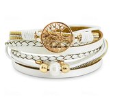 Leren armband dames levensboom Galeara wikkelarmband wit 17,5cm