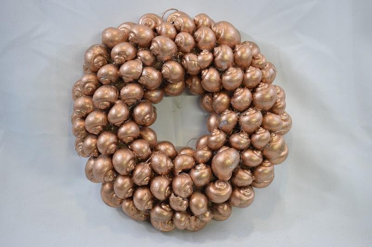 Schelpenkrans koper-kleurig, 100% natuurlijke materialen Ø 32 cm
